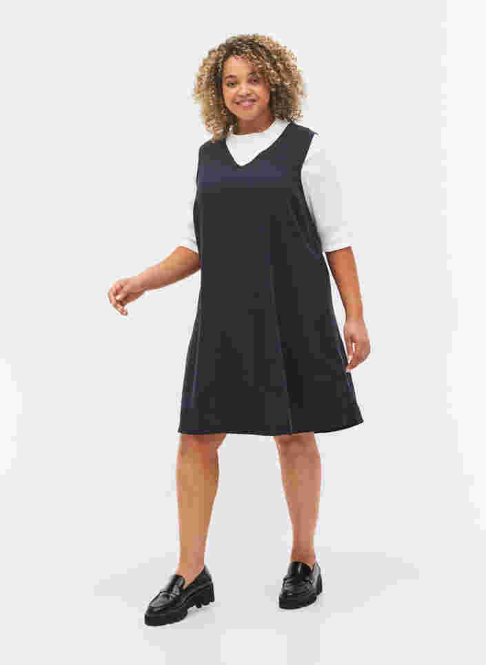 Spencerkleid mit V-Ausschnitt, Black, Model image number 2