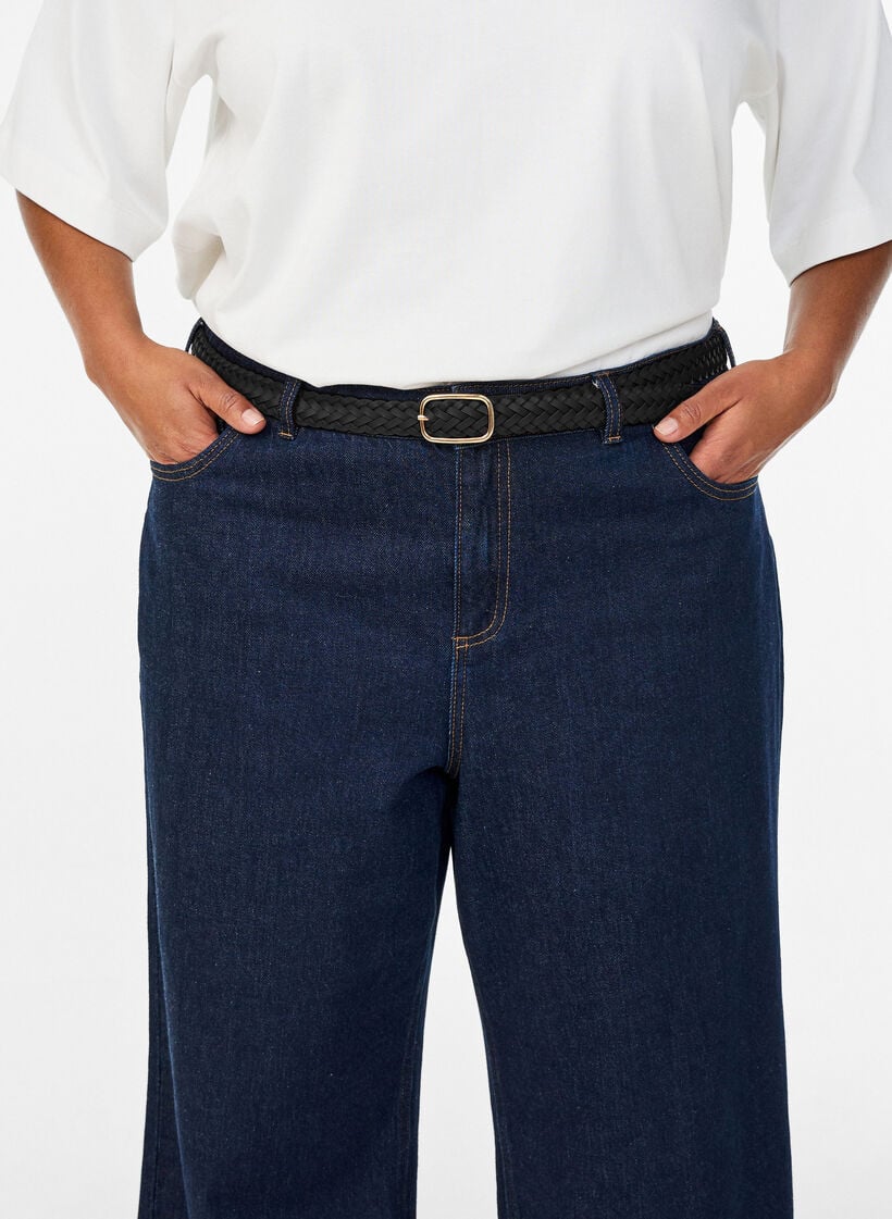 Geflochtener G&uuml;rtel aus Kunstleder, Schwarz, Model image number 0