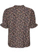 Gebl&uuml;mte Bluse aus Viskose mit kurzen &Auml;rmeln und Smockdetails, Blau, Packshot image number 1