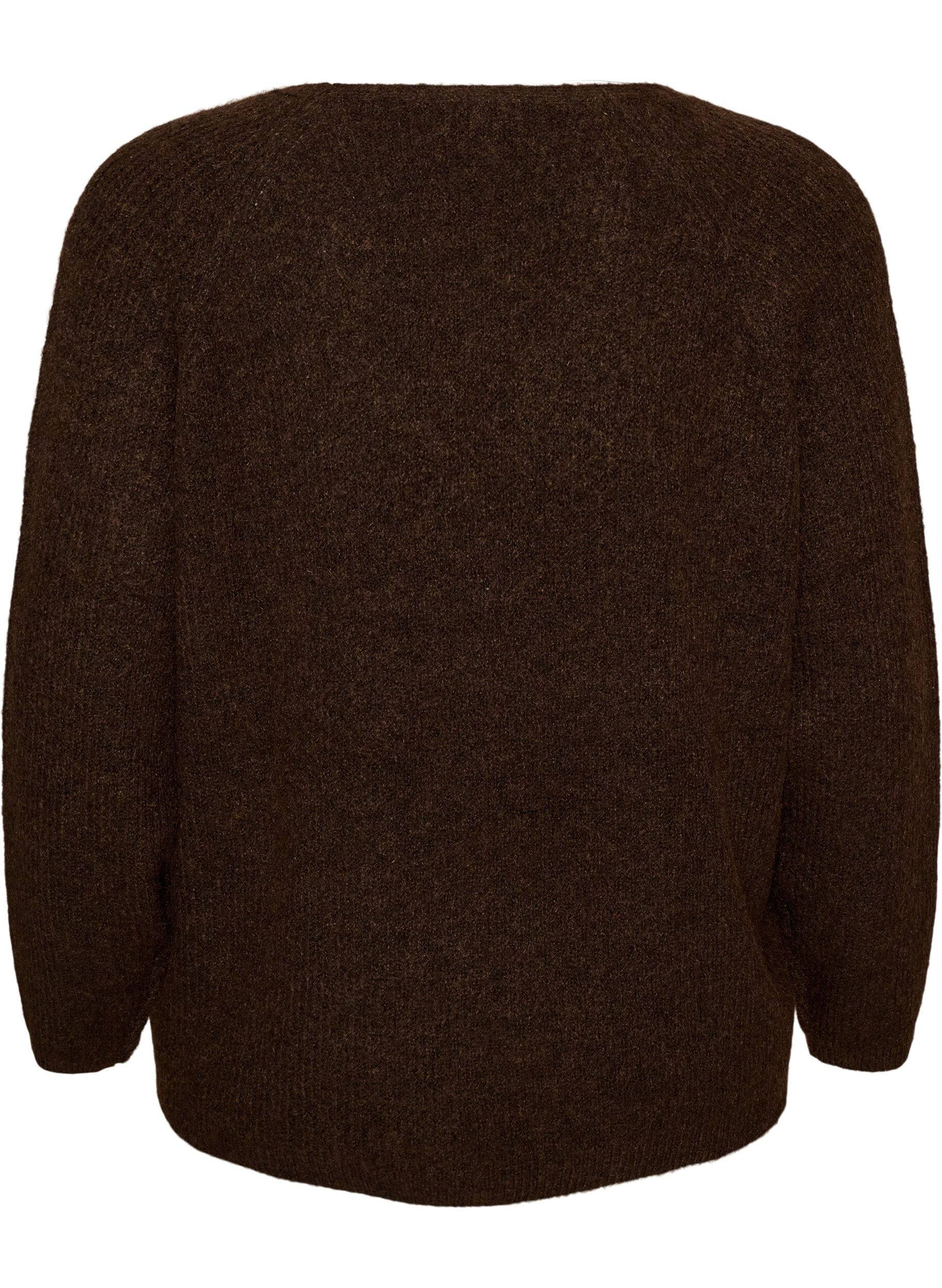 ZizziStrickbluse mit V-Ausschnitt und Raglan&auml;rmeln, Braun, Packshot image number 1