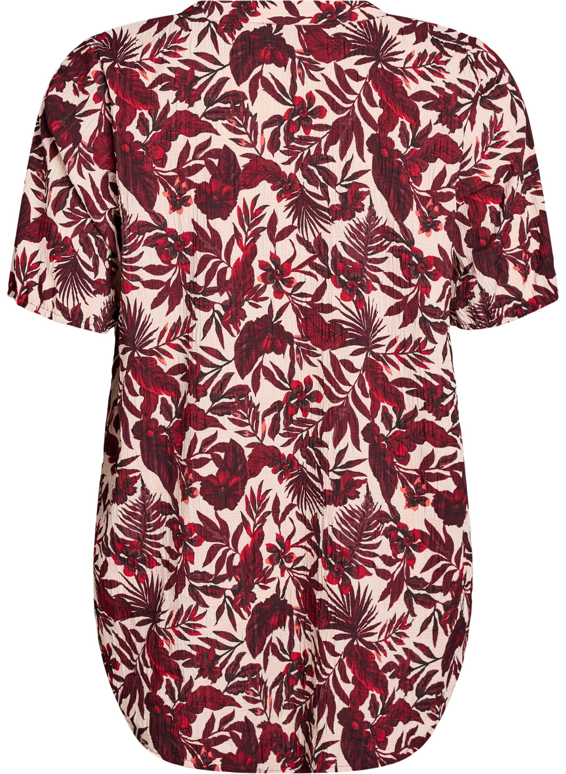 Zizzi Gebl&uuml;mte Bluse mit kurzen &Auml;rmeln, Rot, Packshot image number 1