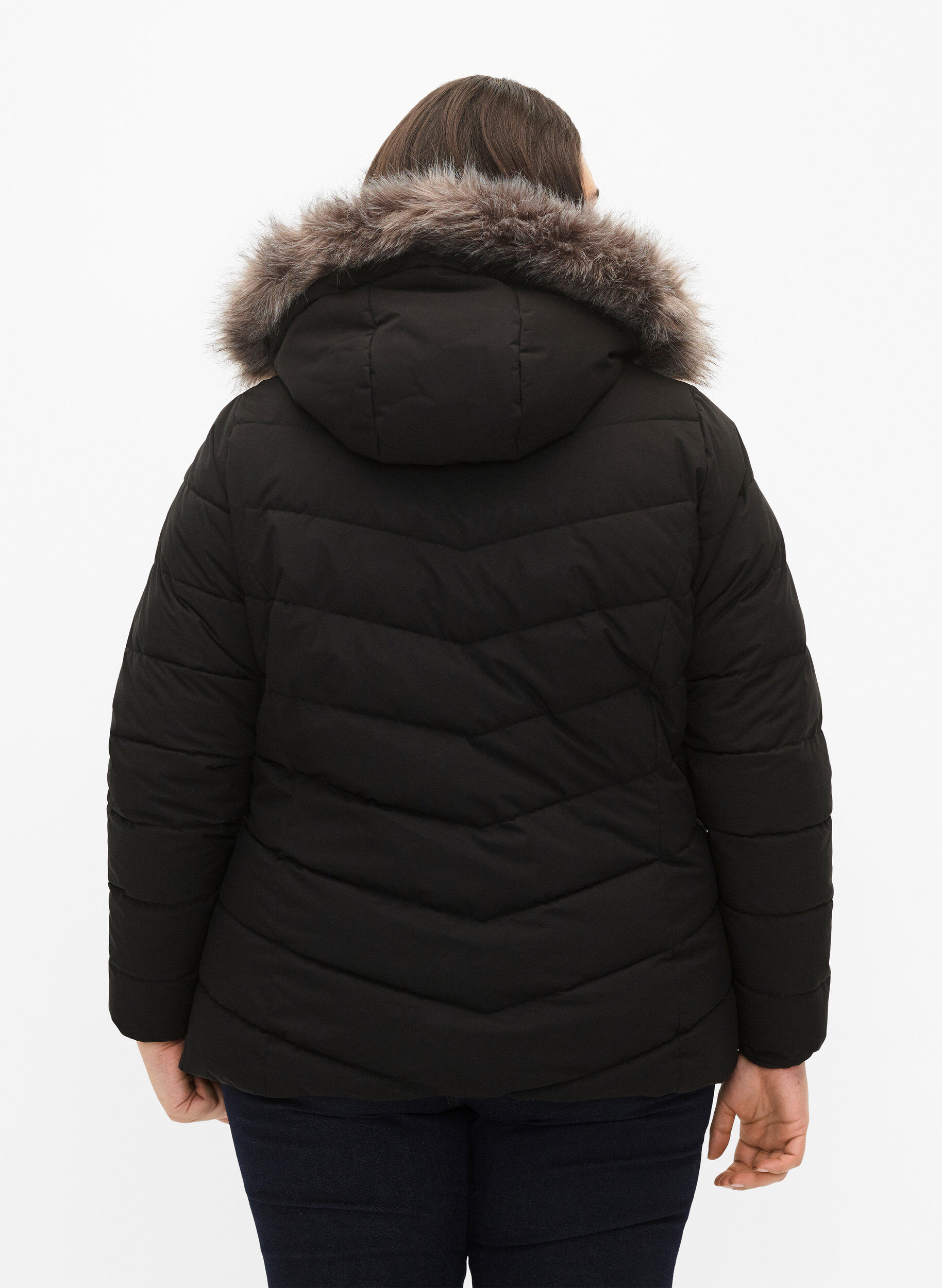 ZizziKurze Steppjacke mit Kapuze, Schwarz, Model image number 2