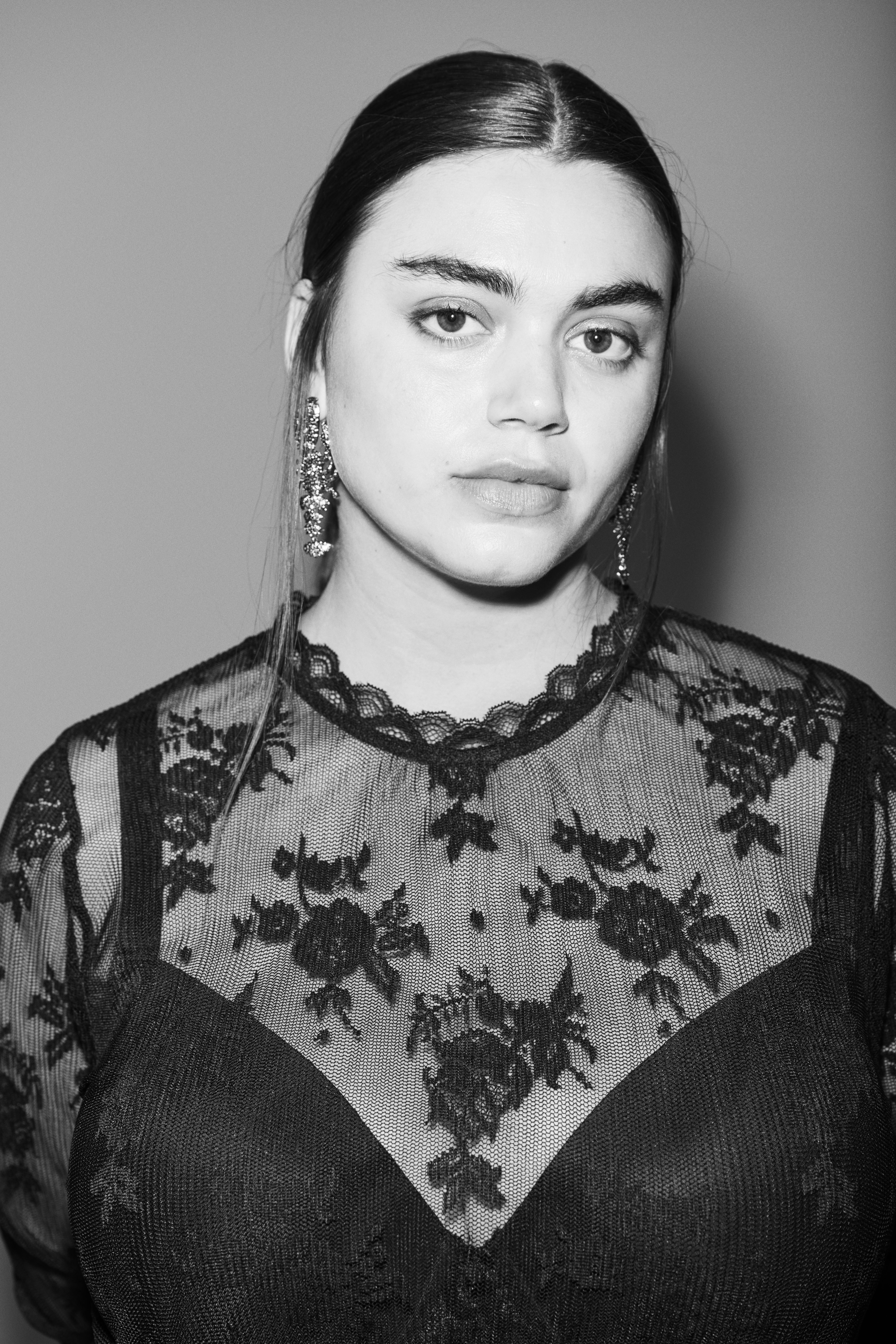 Zizzi Meshblouse met kant, , Model