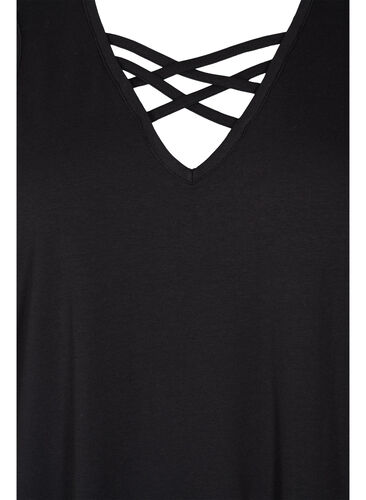 Ärmelloses Nachthemd mit V-Ausschnitt und Kordeldetail, Black, Packshot image number 2