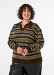 Strickbluse mit Streifen und Polokragen, Braun, Model image number 0