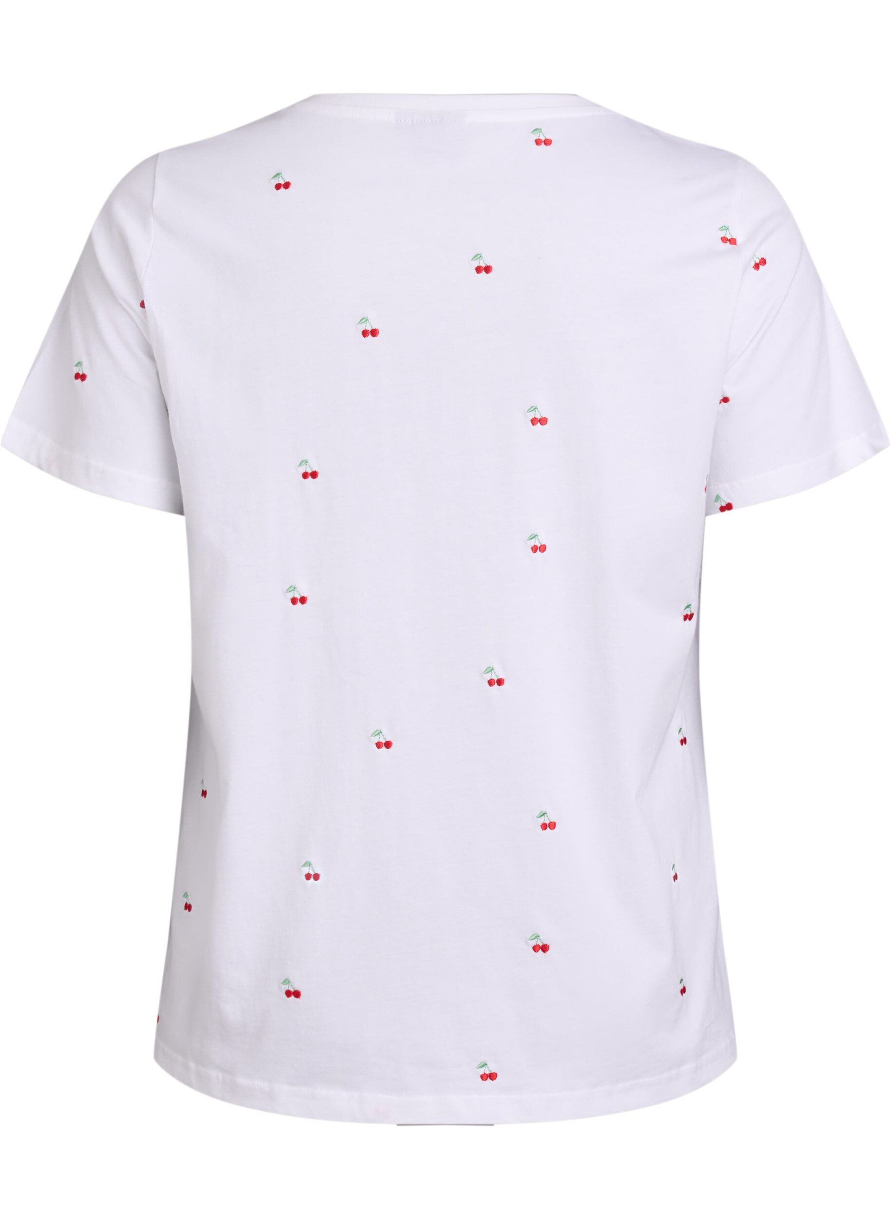 Zizzi T-Shirt aus Bio-Baumwolle mit aufgestickten Motiven, Wei&szlig;, Packshot image number 1