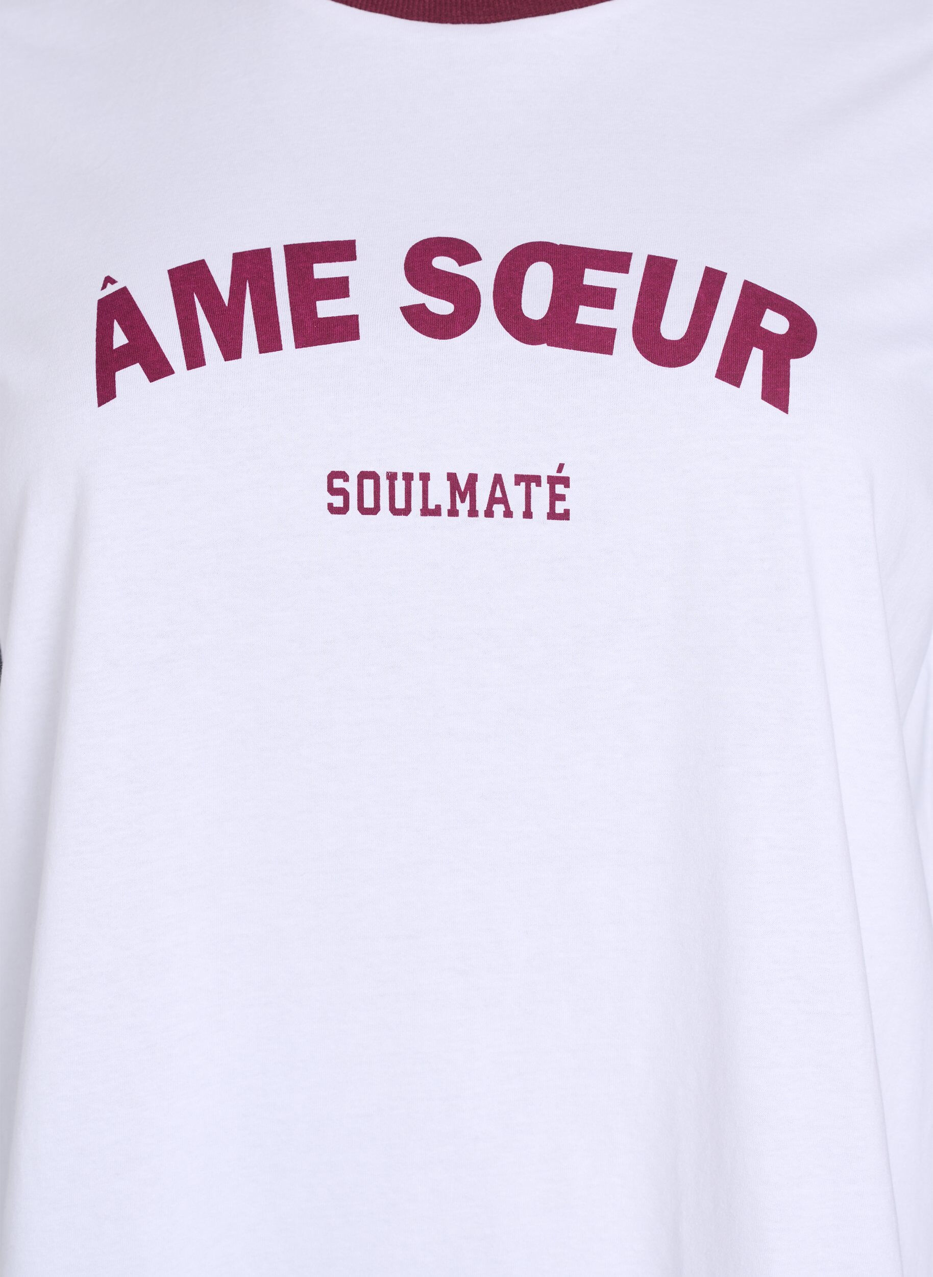 Zizzi T-Shirt mit Textdruck und Kontrastbesatz, Wei&szlig;, Packshot image number 2