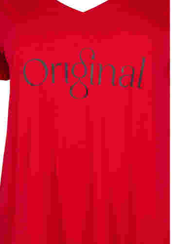 T-Shirt aus Baumwolle mit Druck und V-Ausschnitt , Tango Red ORI, Packshot image number 2