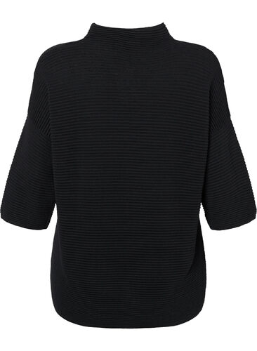 Strukturierter Pullover mit hohem Halsausschnitt, Black, Packshot image number 1
