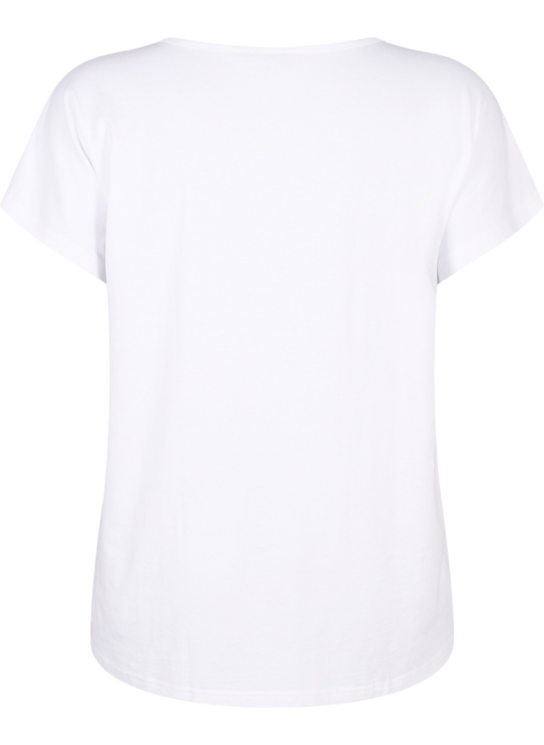Zizzi T-Shirt mit V-Ausschnitt und Brusttasche, Bright White, Packshot image number 1
