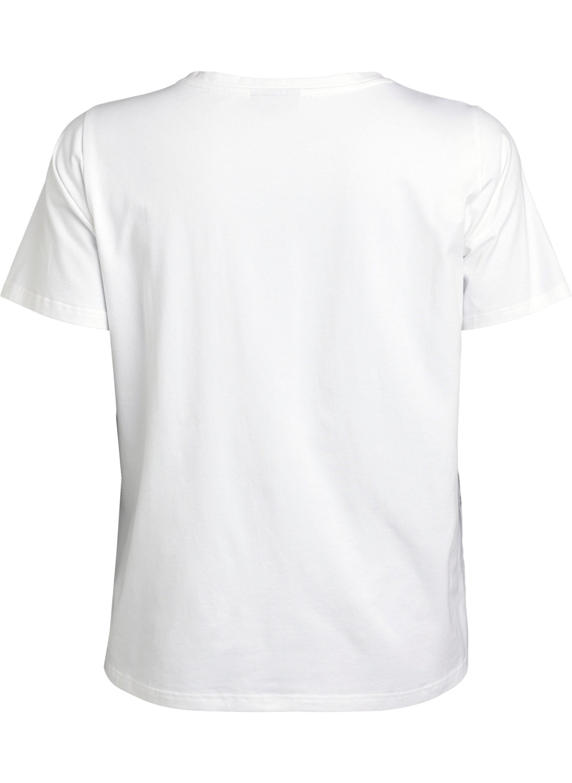 Zizzi T-Shirt aus Bio-Baumwolle mit floralem Print, B. White w. Rose, Packshot image number 1