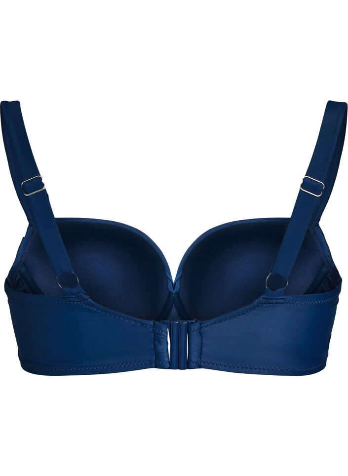 Bikinioberteil mit B&uuml;gel und Raffung, Blau, Packshot image number 1