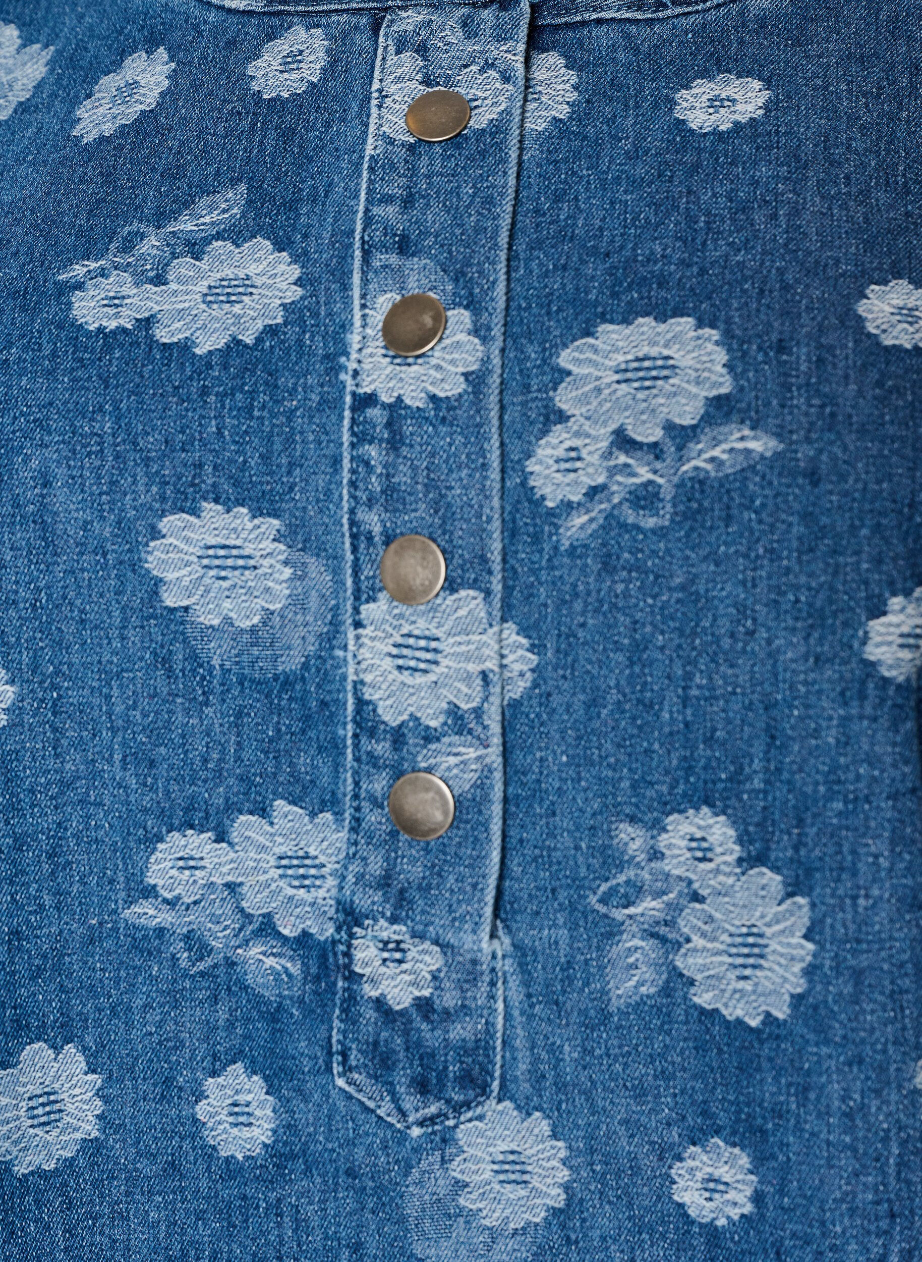 ZizziA-Linien-Kleid aus Denim mit Blumenmuster, Blau, Packshot image number 2
