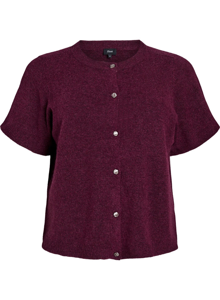 Strickjacke mit kurzen &Auml;rmeln, Dunkles Bordeaux, Packshot image number 0