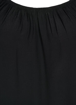Einfarbige Bluse aus Viskose mit kurzen Ärmeln, Black, Packshot image number 2