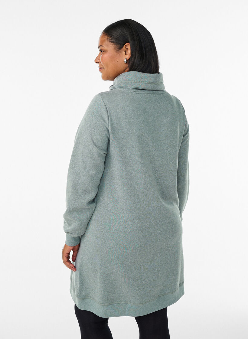 Kurzes Sweatshirtkleid mit Stehkragen und Taschen, Gr&uuml;n, Model image number 2