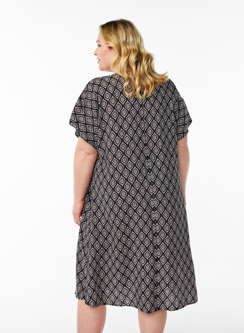 Kleid aus Viskose mit V-Ausschnitt, Blau, Model image number 2