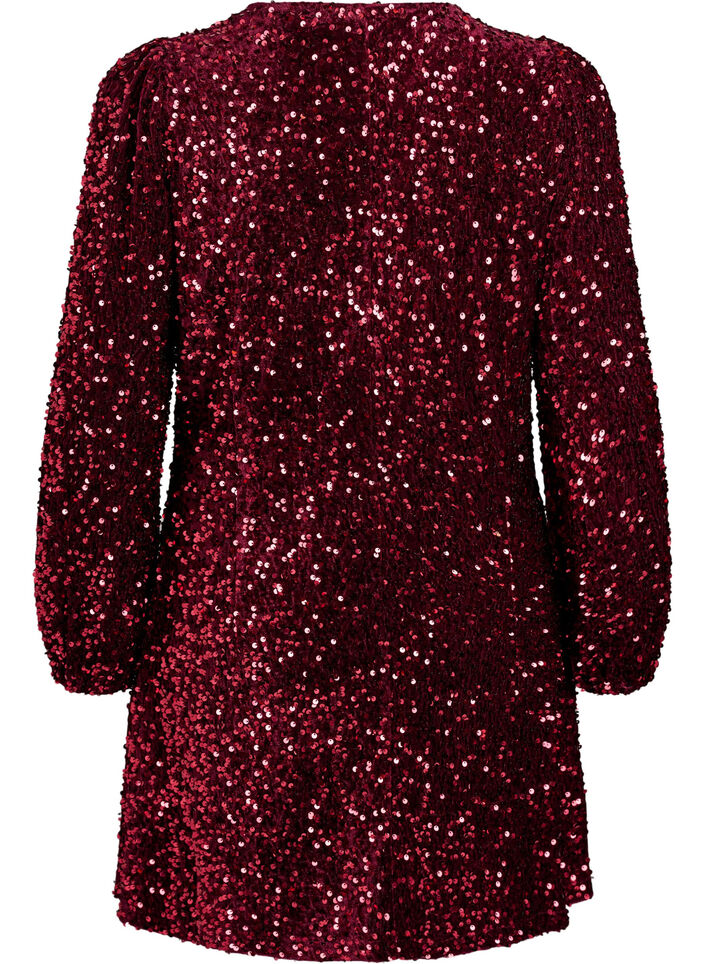 Kurzes A-Linien-Pailletten-Kleid, Rot, Packshot image number 1