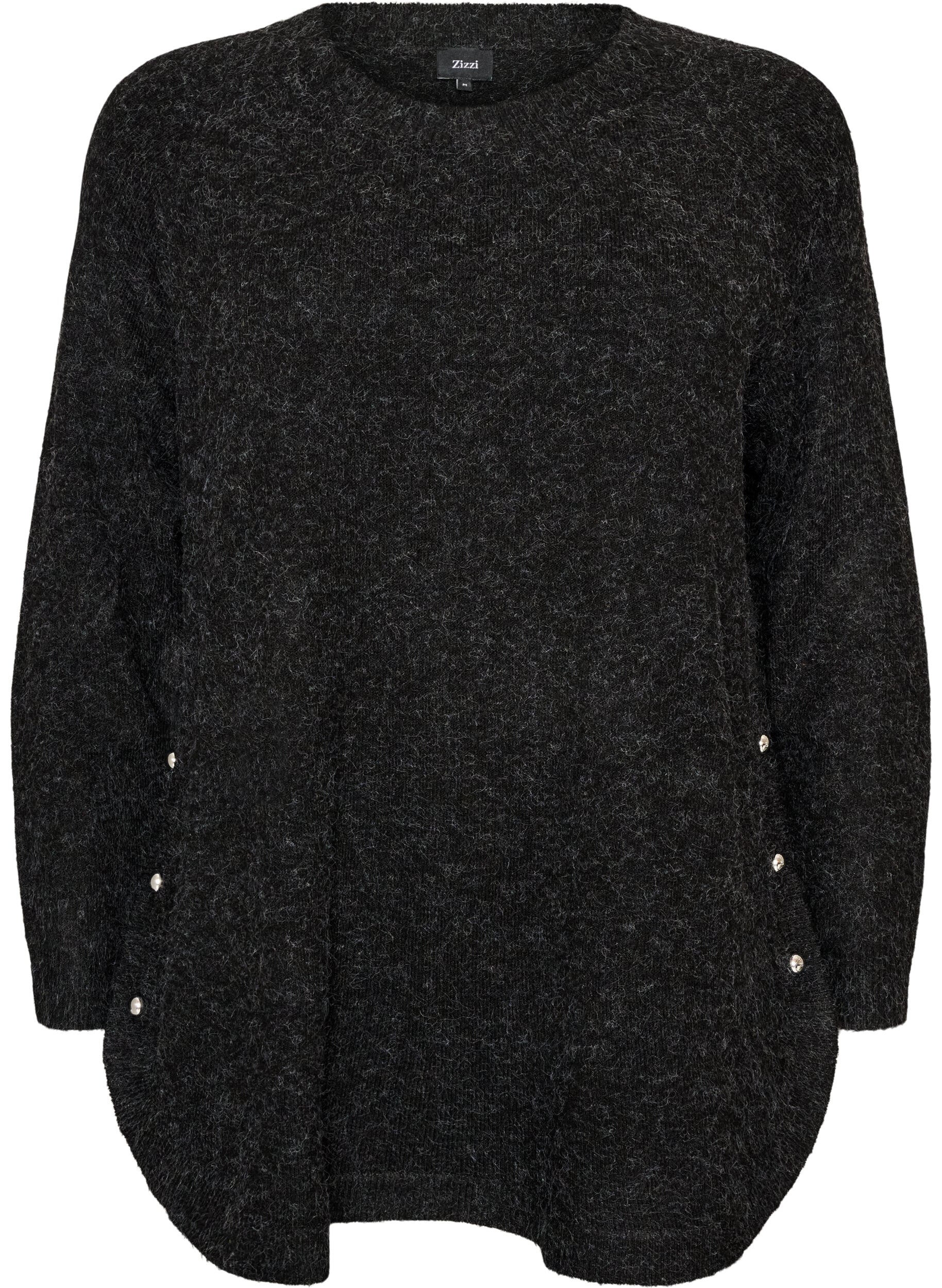Lange Strickbluse mit Kugelkn&ouml;pfen