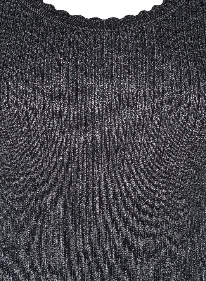 Figurbetonte Strickbluse mit Glitzerfaden, Schwarz, Packshot image number 2