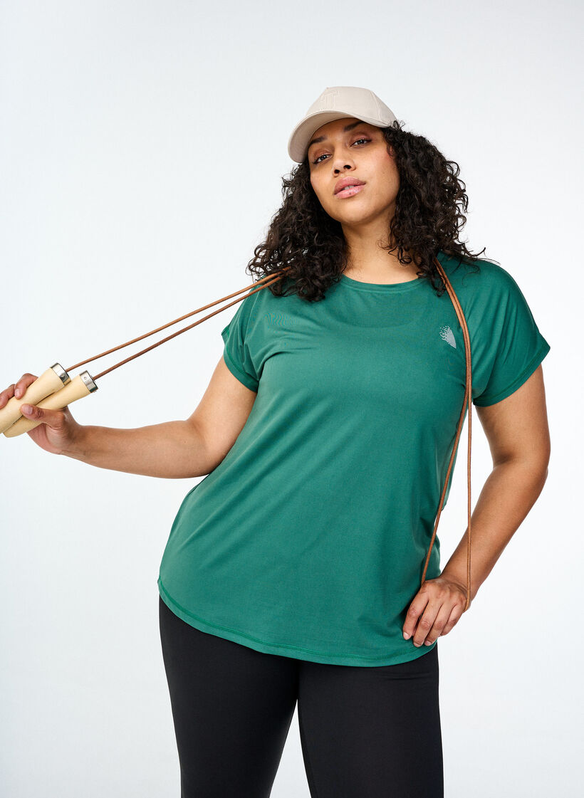 Einfarbiges Trainings-T-Shirt, Posy Green, Image image number 0