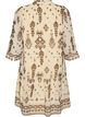 Kleid mit Ornament-Print und R&uuml;schenkragen, Beige, Packshot image number 1