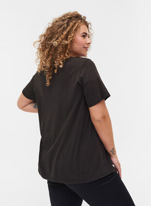 T-Shirt aus Baumwolle mit Aufdruck, Black ACID WASH, Model image number 1