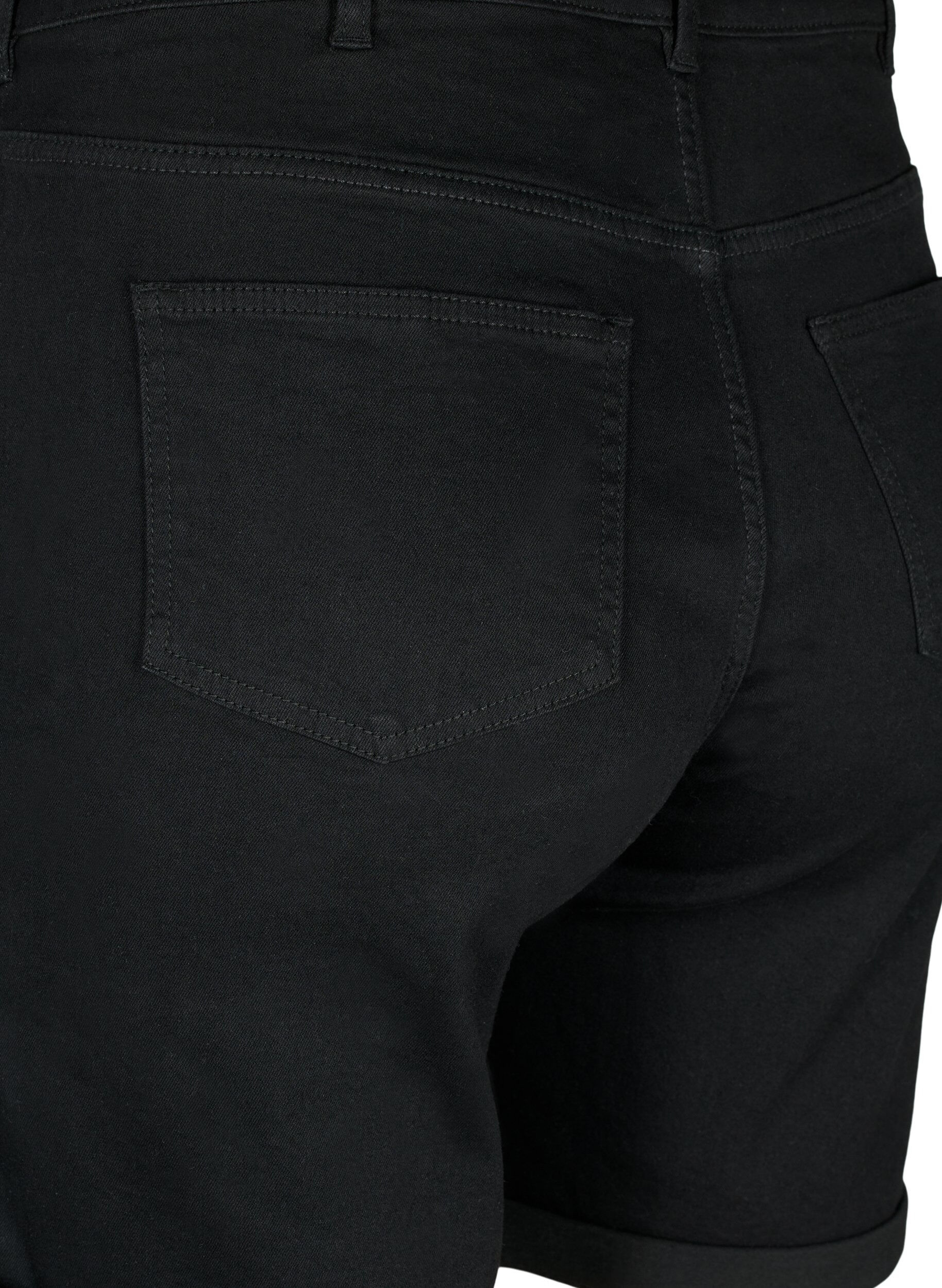 Zizzi Eng anliegende Denim-Shorts mit hoher Taille, Black, Packshot image number 3