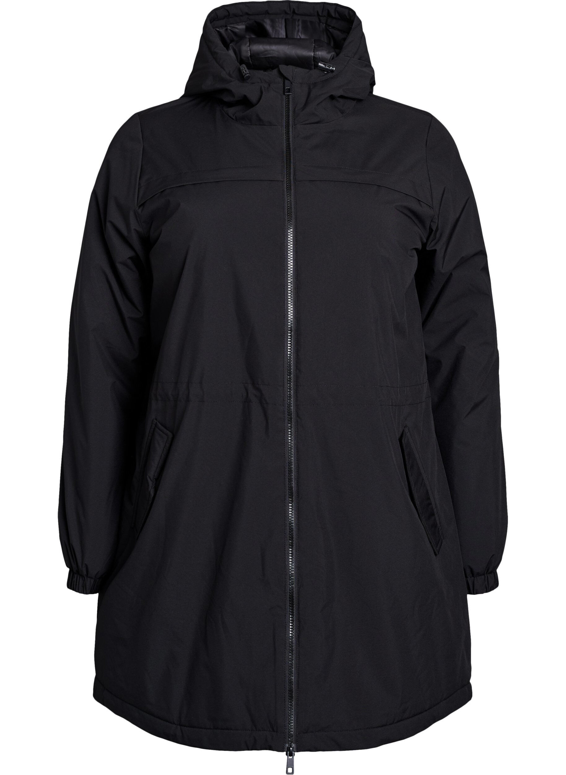 ZizziLeichter gepolsterter Parka mit Kapuze, Schwarz, Packshot image number 0