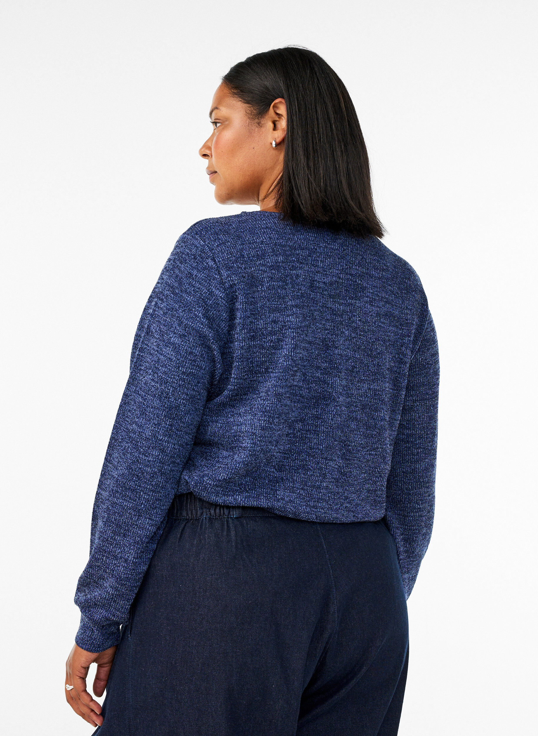 ZizziBluse aus Jersey mit V-Ausschnitt und langen &Auml;rmeln, Blau, Model image number 2