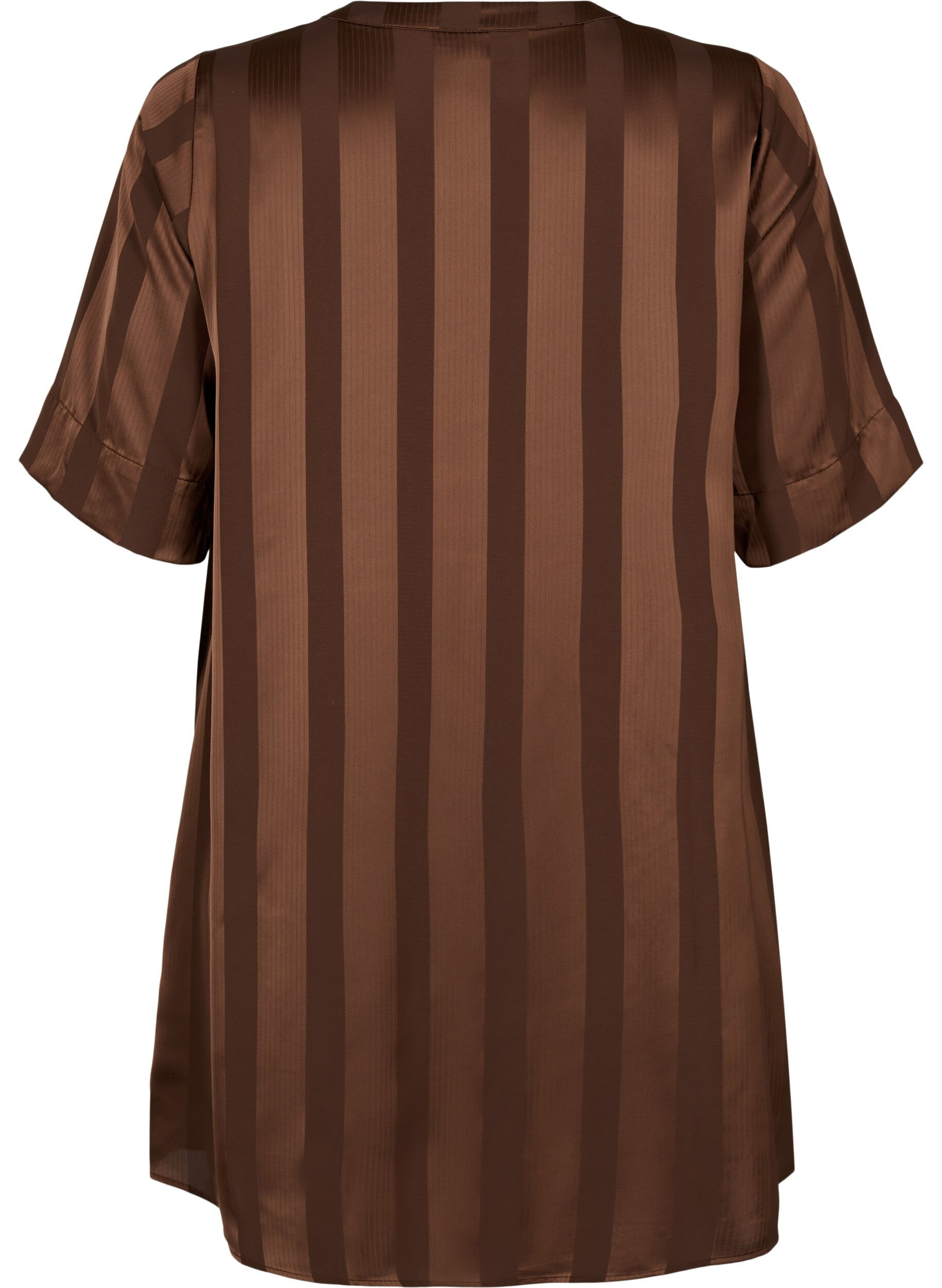 Zizzi A-Linien-Kleid mit Streifen und 1/2-&Auml;rmeln, Chestnut, Packshot image number 1