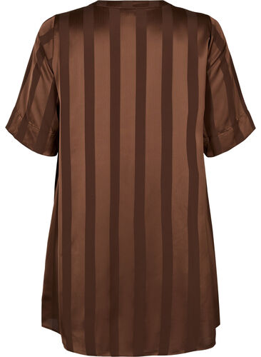 A-Linien-Kleid mit Streifen und 1/2-Ärmeln, Chestnut, Packshot image number 1
