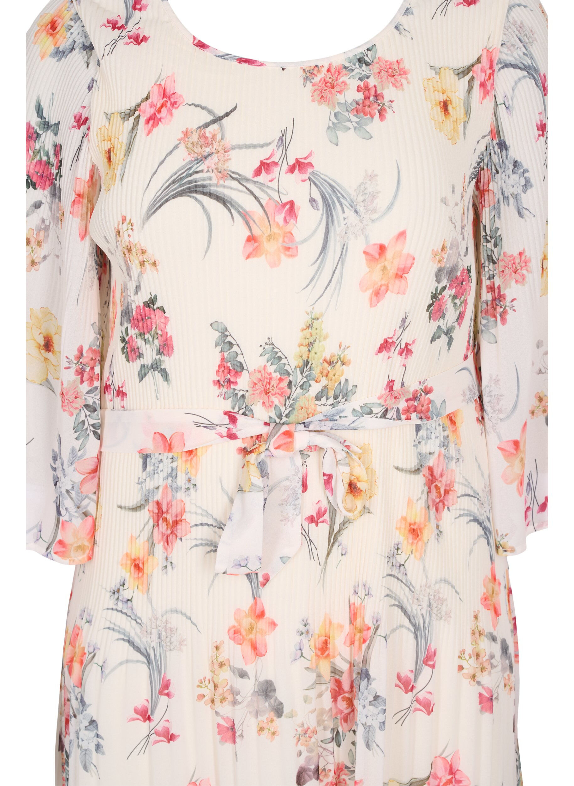 Zizzi Plisseekleid mit Bindeband und Print, Sugar Swizzle Flower, Packshot image number 2