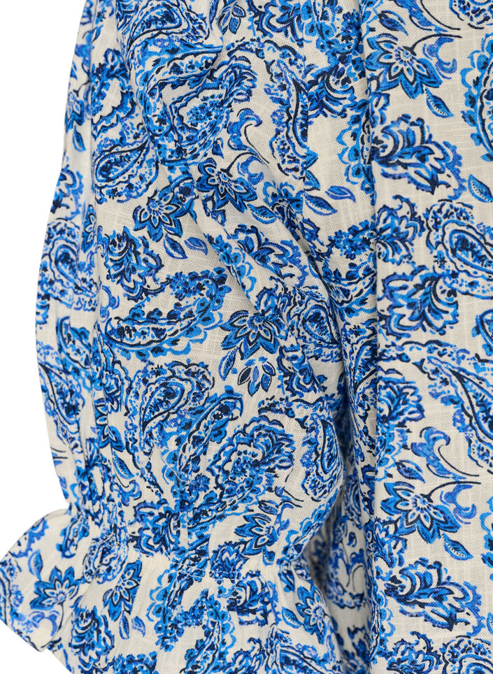 Baumwollbluse mit eckigem Ausschnitt, Blau, Packshot image number 3