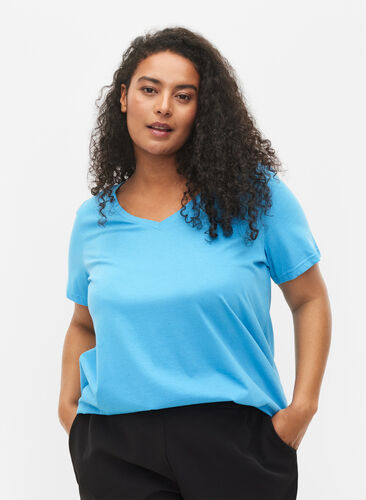 2er-Pack basic T-Shirts aus Baumwolle, Bonnie Blue/Black, Model image number 0