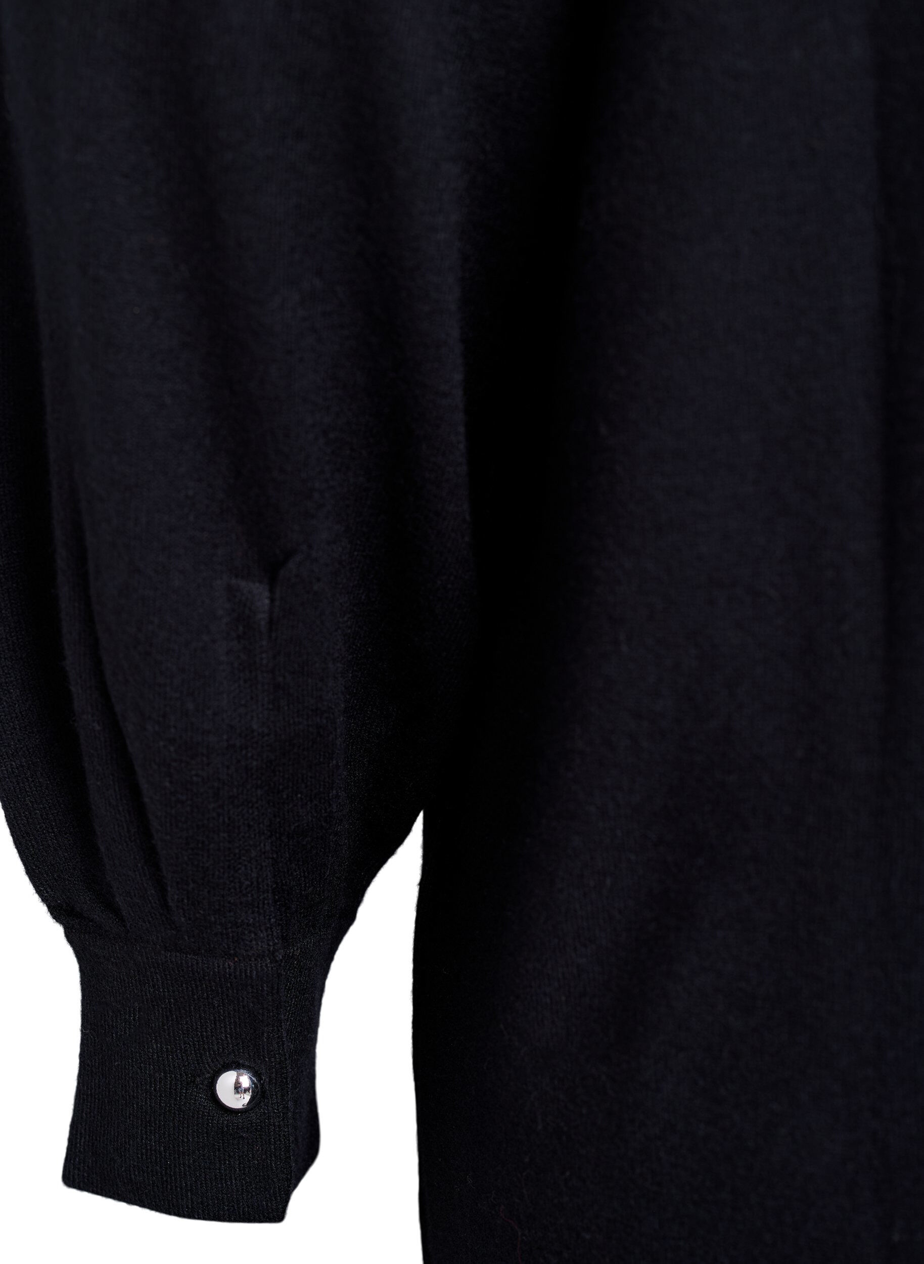 Zizzi Kurzes Strickkleid mit Raglan&auml;rmeln, Schwarz, Packshot image number 3