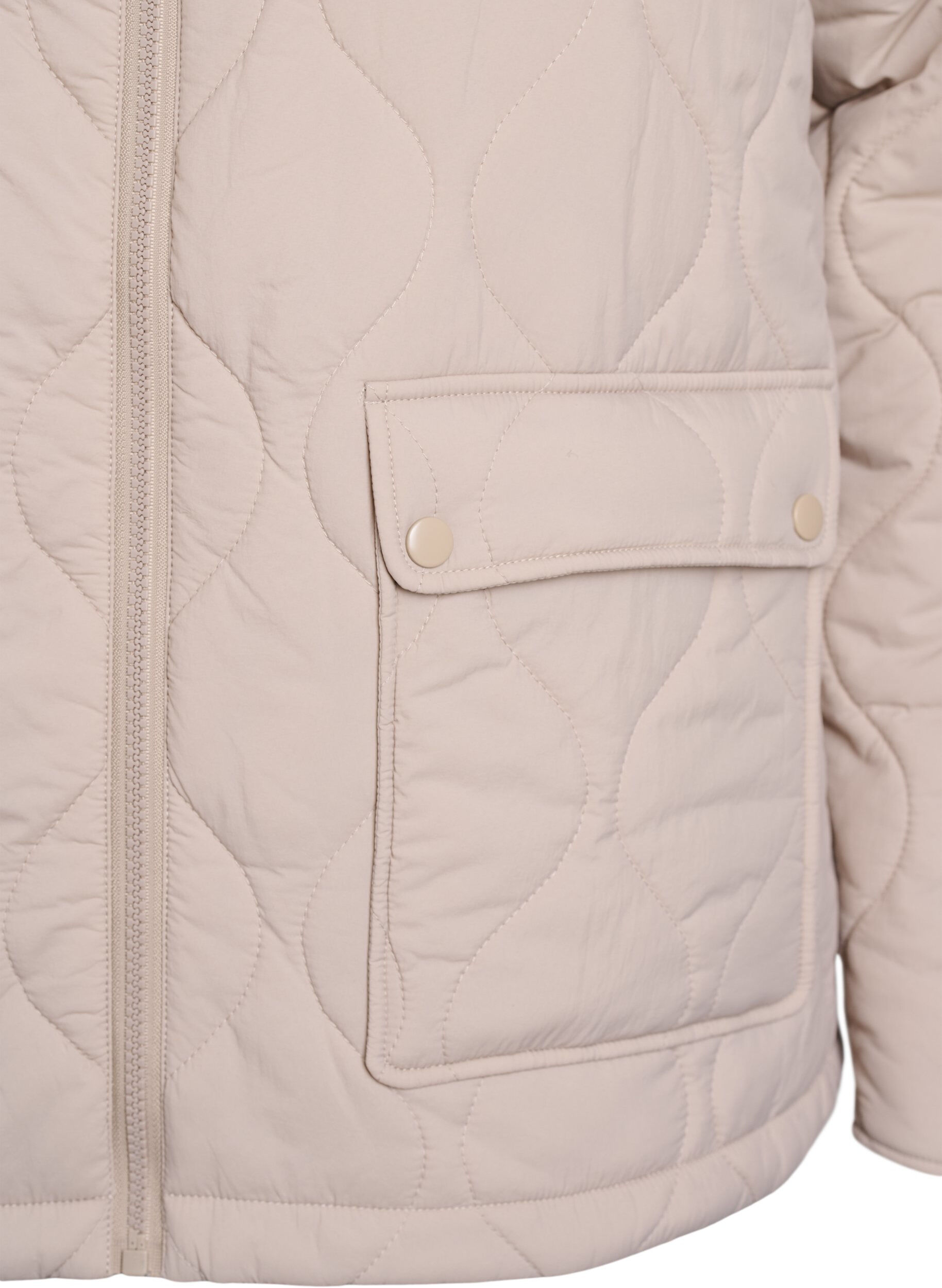 Zizzi Steppjacke mit Kapuze und Taschen, Beige, Packshot image number 3