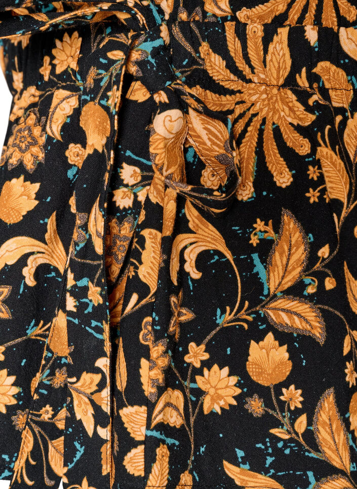Gebl&uuml;mte Bluse aus Baumwolle mit Bindeband, Orange, Packshot image number 3