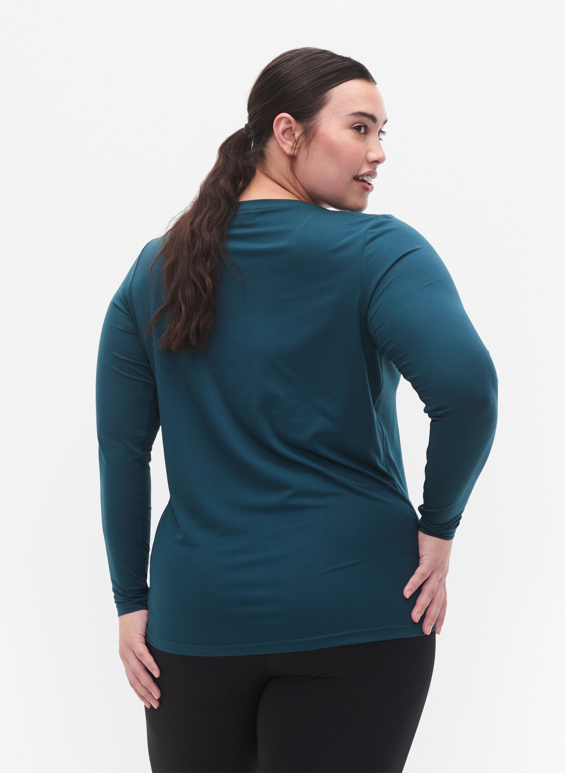 Zizzi Lang&auml;rmeliges Trainingsshirt, Deep Teal, Model image number 1