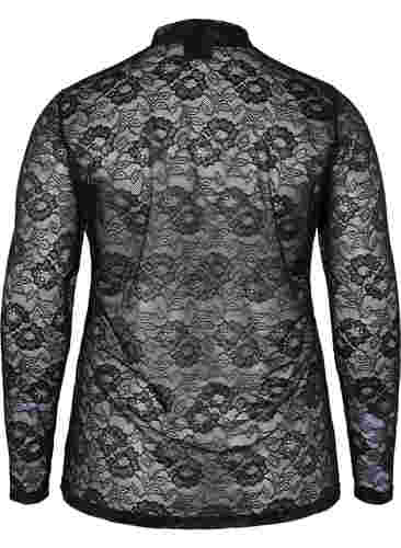 Langärmeliges Spitzen-Top, Black Lace, Packshot image number 1