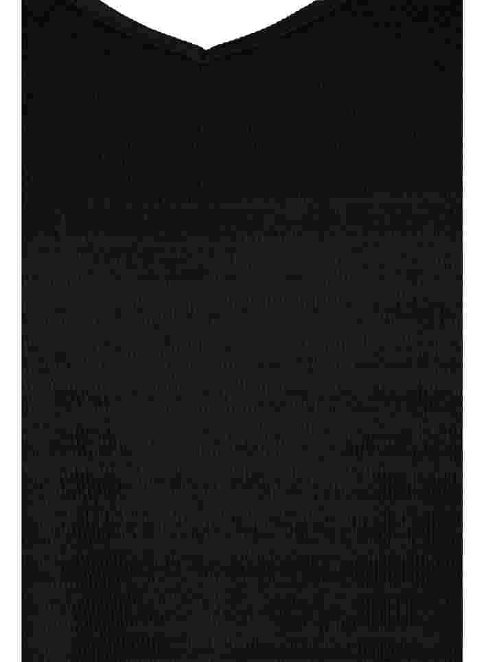 Bluse mit 3/4 Ärmeln und V-Ausschnitt, Black, Packshot image number 2