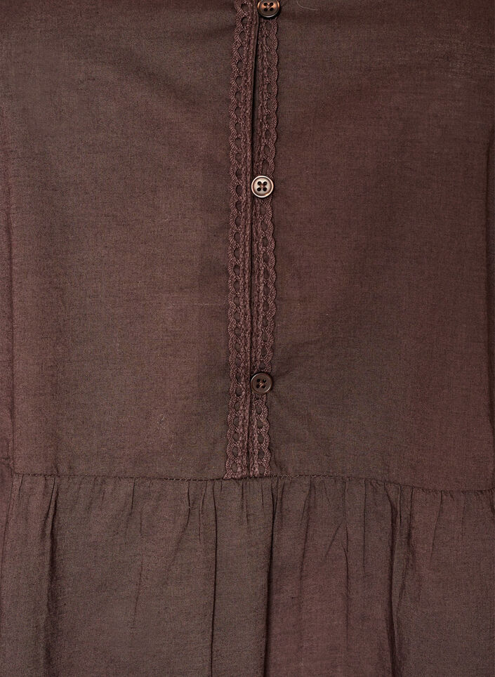Tunika aus Baumwolle mit V-Ausschnitt und H&auml;kelspitze, Braun, Packshot image number 2
