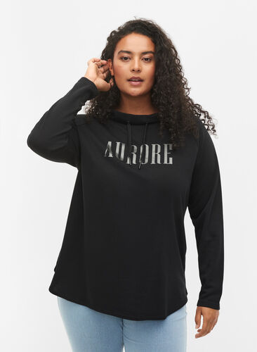 Sweatshirt mit hohem Kragen, Black, Model image number 0