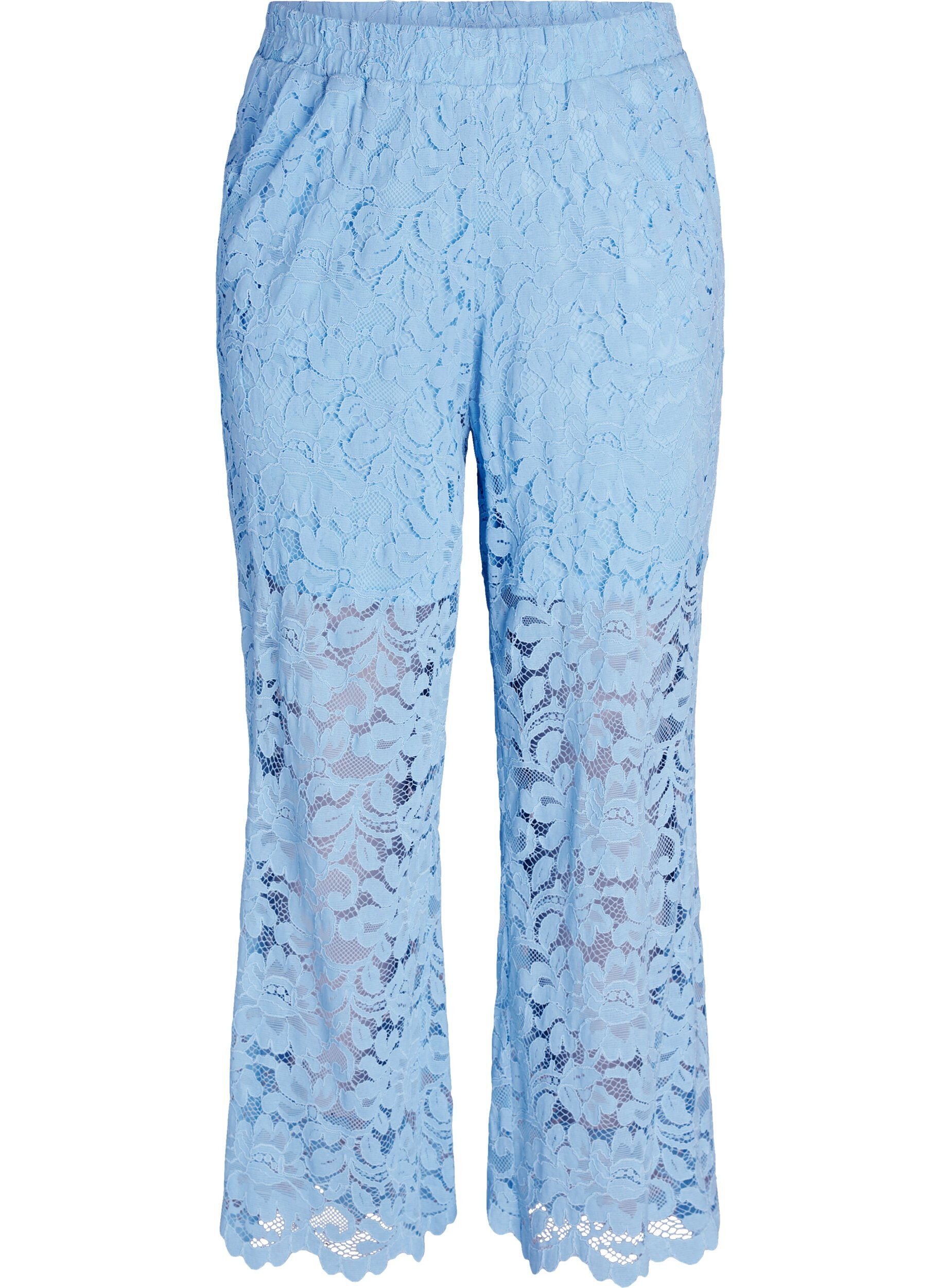 Hoch taillierte Spitzenhose mit geraden Beinen