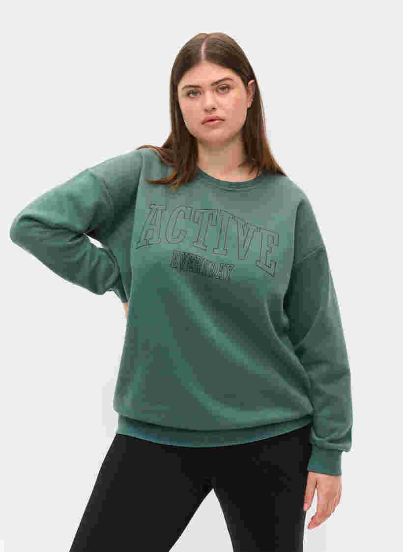 Sweatshirt mit sportlichem Aufdruck, Dark Forest, Model