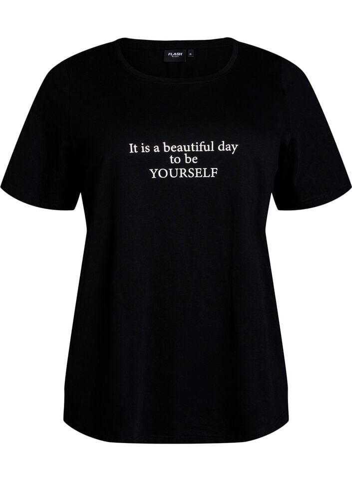 T-Shirt mit Print, Schwarz, Packshot image number 0