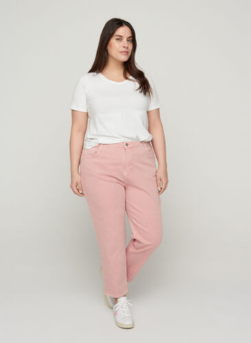 Mom Fit Jeans aus Baumwolle, Rose Smoke, Model image number 0