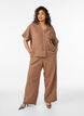Hoch taillierte Hose aus Baumwoll-Musselin mit weitem Bein, Braun, Model image number 0