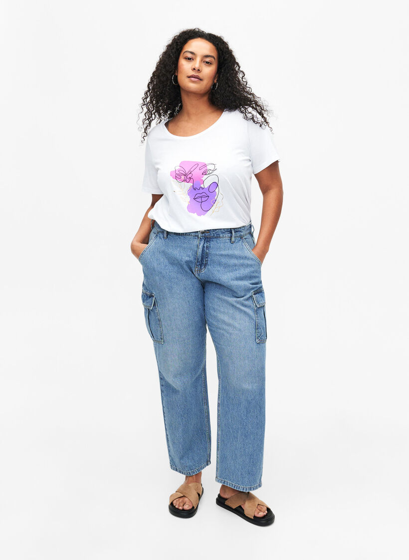 Baumwoll-T-Shirt mit Motiv, B. White w. Face, Model image number 2