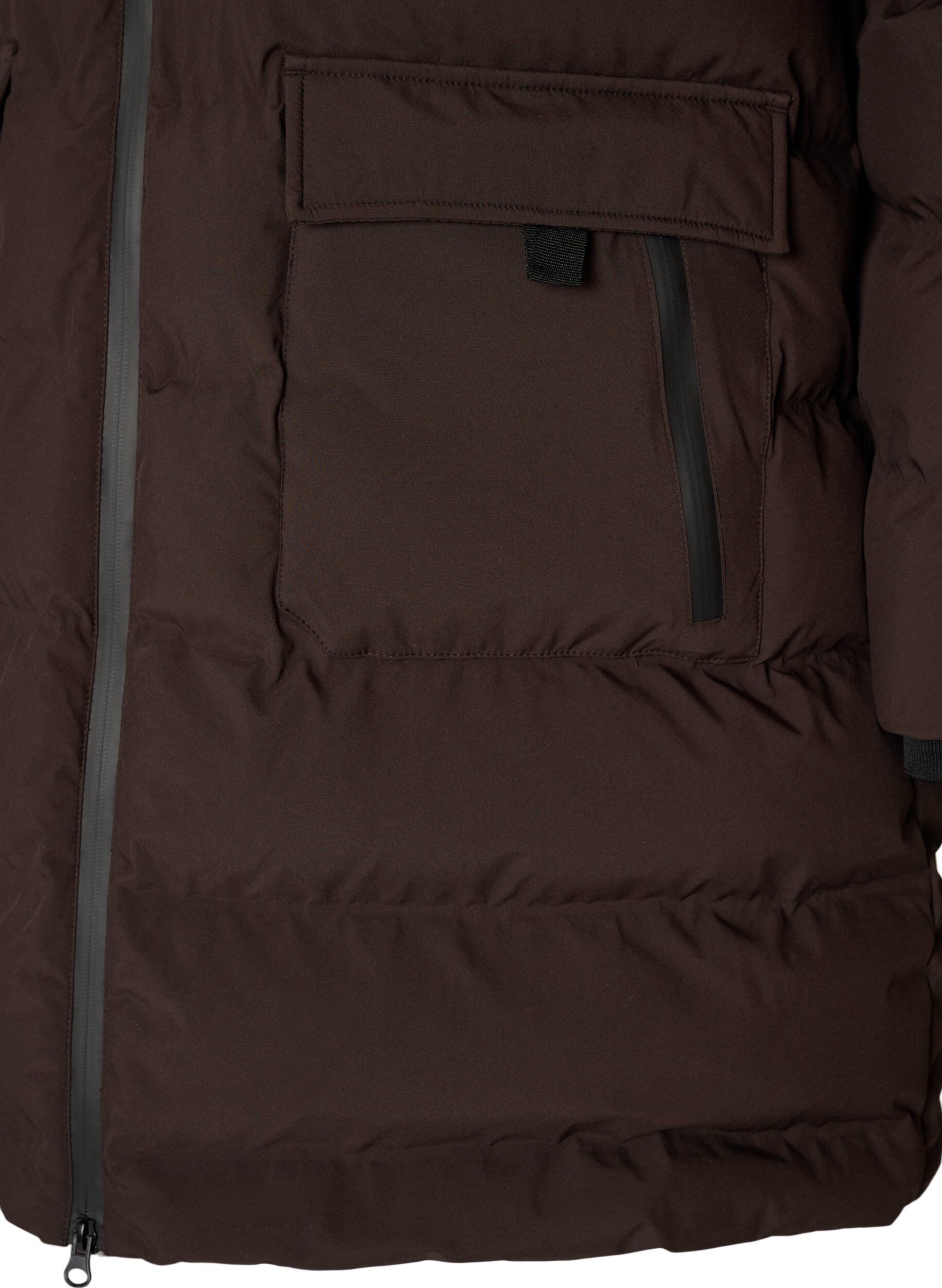 ZizziPuffermantel mit Kapuze und Taschen, Braun, Packshot image number 3